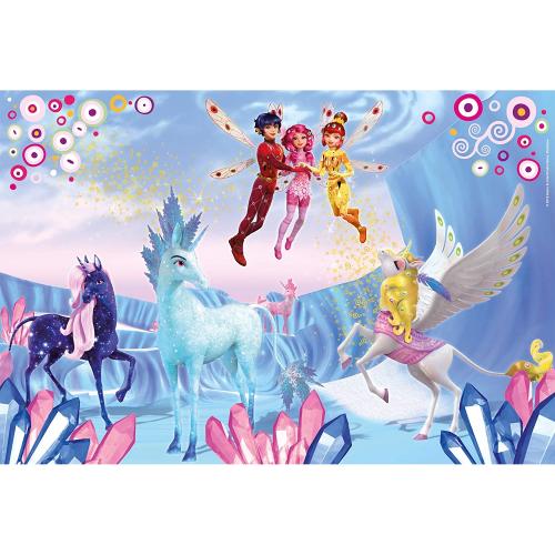 Schmidt Spiele 56510 Mia & Me, 4 Kinderpuzzle im Metallkoffer, 2x60 und 2x100 Teile