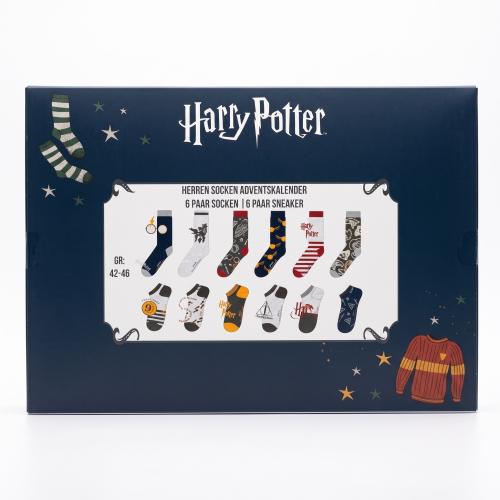 Preview: HARRY POTTER - HERREN Adventskalender 12 Paar Socken 42-46 ( 6 Paar Socken & 6 Paar Sneaker ) ALL I WANT FOR CHRISTMAS