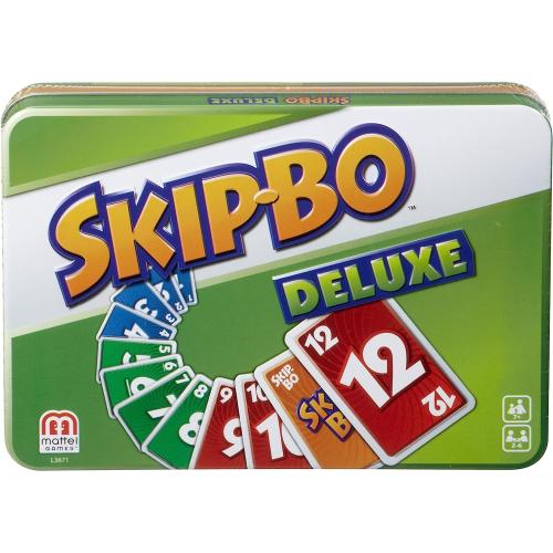 Mattel Games L3671 - Skip-Bo Deluxe in hochwertiger Sammelbox aus Metall, Kartenspiel, geeignet für 2 - 6 Spieler