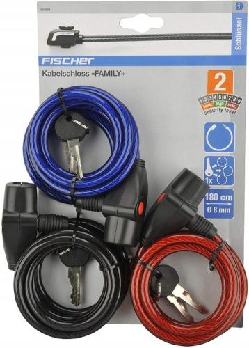 FISCHER Spiralschloss Family 3x Stck, Lnge 180cm, Durchmesser 8mm, Farblich Sortiert