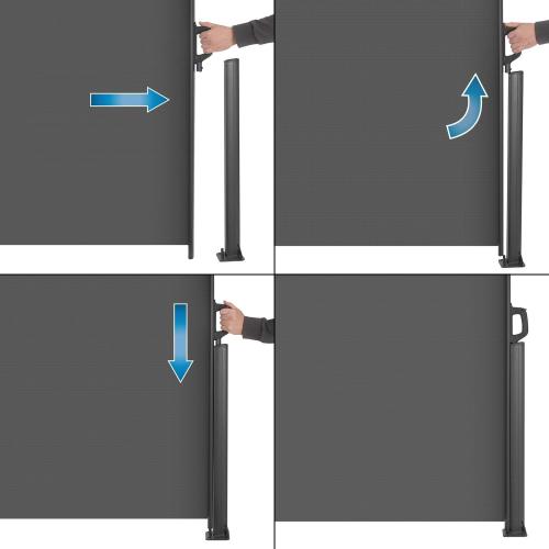 Preview: AMBIANCE Terrassenwindschutz 3 x 1,4 m - Aluminium-Gehäuse, anthrazit