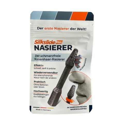 SilkslidePro Nasierer - Nasenhaartrimmer Herren - Nasenhaarentferner - Hochpräzise Klingen aus Solingen - mit Klingenschutz - ohne Strom & Batterie