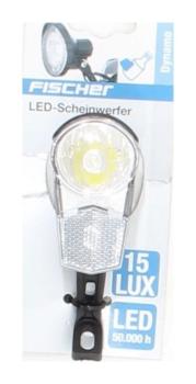 Fischer 15 Lux Dynamo LED-Scheinwerfer, Schwarz, One Size 