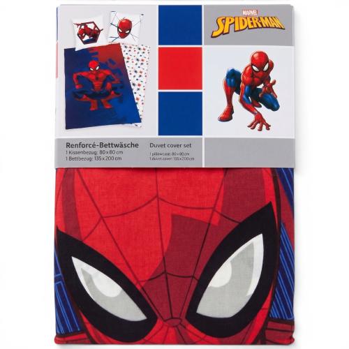 Spidermann Bettwäsche-Set, Kopfkissenbezug 80 x 80 cm mit Knöpfen und Wende-Motiv, Bettbezug 135 x 200 cm