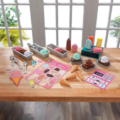 Preview: KidKraft 53539 - Eisdielen Spielset mit Eistüten, Brownies und Magneten für die Kinderküche
