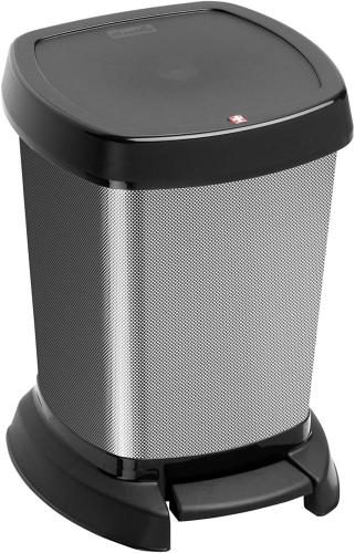 Rotho Paso Mülleimer 6l für das Bad mit Deckel, Kunststoff (PP) BPA-frei, carbon metallic, 6l (23,4 x 21,9 x 29,2 cm)