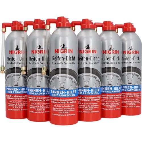 6x NIGRIN Reifendicht 500ml - Die schnelle Pannen-Hilfe