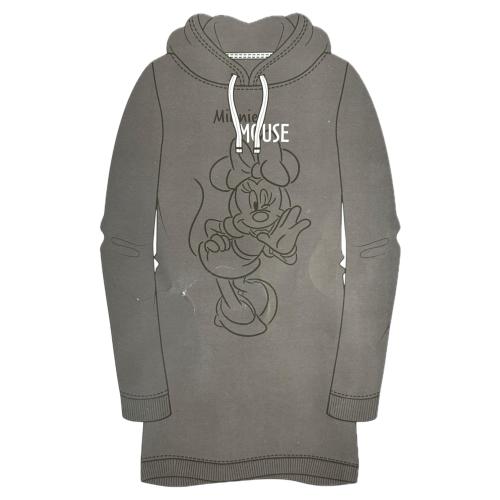 Disney Minnie Mouse Kapuzenpullover lang - Sweatkleid für Damen Farbe: Dunkel Grau  Gr. L