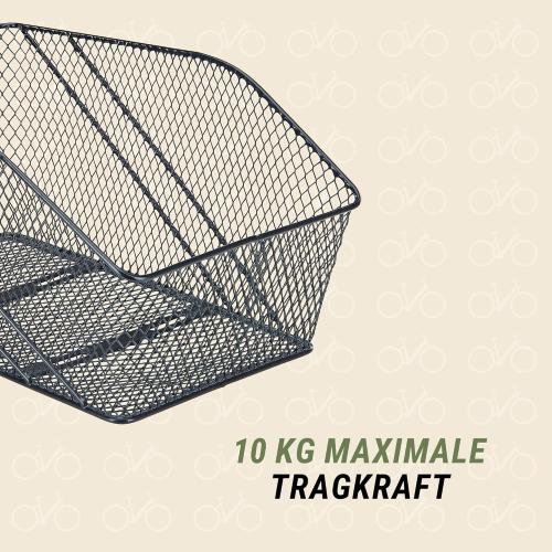 Preview: Prophete 7423 Fahrradkorb XXL, für Gepäckträger, inkl. Befestigungsmaterial, Feste Montage, max. 10 kg Tragkraft, 460 x 295 x 225 mm