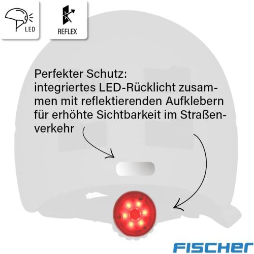 FISCHER BMX Fahrradhelm, Radhelm, Dirt Bike Helm Plus Splash, XS/S, 48-54cm, bunt, mit integriertem LED-Rücklicht