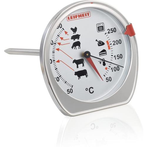 Leifheit Thermometer, kombinierte Anzeige für Ofentemperatur und Kerntemperatur auf einem Blick, Grillthermometer mit Skala für ideale Garpunkte