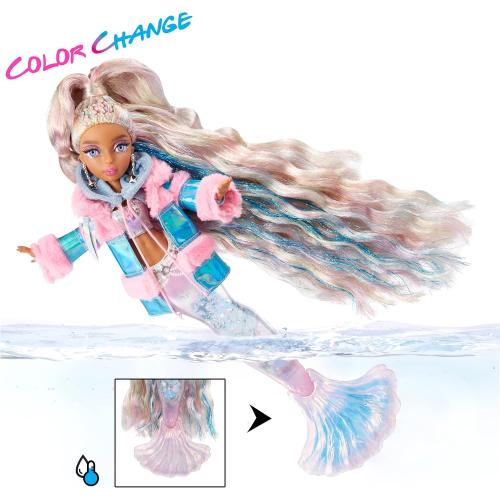 Mermaze Mermaidz Winter Waves - KISHIKO - Meerjungfrauen-Puppe, Flosse mit Farbwechsel, Schwanz mit Glitzerfüllung