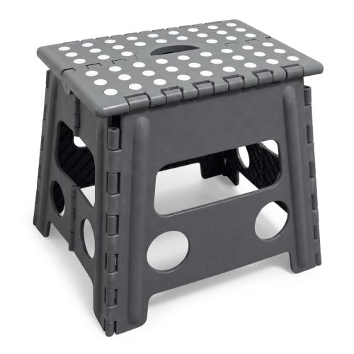 KESPER Stabiler Klapptritt Sitzhocker faltbar, grau, 36,5 x 30/32,5 cm
