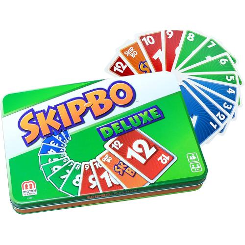 Mattel Games L3671 - Skip-Bo Deluxe in hochwertiger Sammelbox aus Metall, Kartenspiel, geeignet für 2 - 6 Spieler