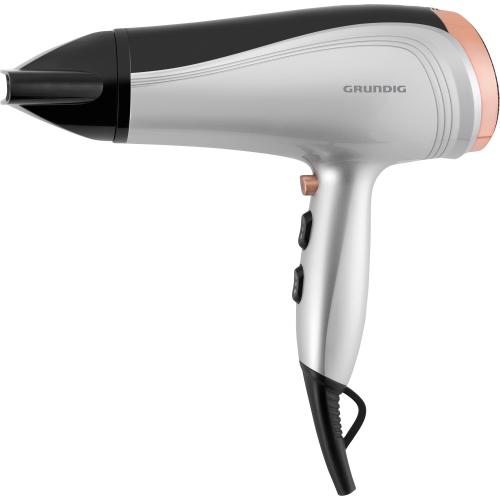Grundig HD 4880 Haartrockner Ionic Funktion, 2400 W, Keramikbeschichtung mit Turmalin, 3 Temperatur-/2 Luftstromstufen, Schwarz / Silber / Roségold