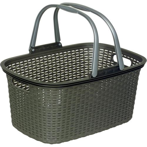 Preview: Rival Einkaufskorb Rattan 18 Liter mit Henkel - ANTHRAZIT