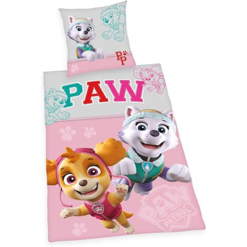 Herding Bettwäsche-Set, Paw Patrol, Kopfkissenbezug 80 x 80 cm mit Knöpfen und Wende-Motiv, Bettbezug 135 x 200 cm