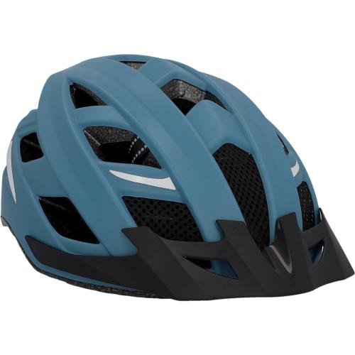 FISCHER Erwachsene Fahrradhelm Urban Plus Chicago Radhelm, Cityhelm mit integriertem LED-Rücklicht, Blau, L/XL, 58-61 cm 