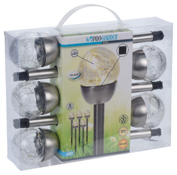 Pro Garden Solar LED Edelstahl 5er Set silber 