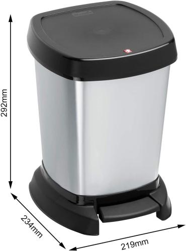 Rotho Paso Mülleimer 6l für das Bad mit Deckel, Kunststoff (PP) BPA-frei, carbon metallic, 6l (23,4 x 21,9 x 29,2 cm)
