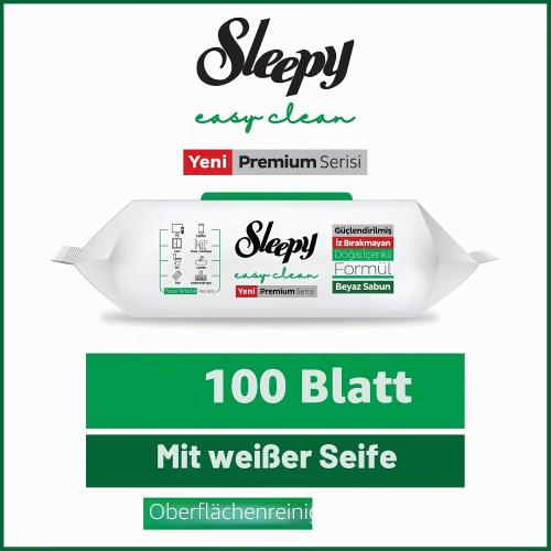Preview: 6x Sleepy 8933 Easy Clean Oberflächenreinigungstuch Putztücher 1 Pack 100 Blatt GRÜN Weisser Seifenzusatz