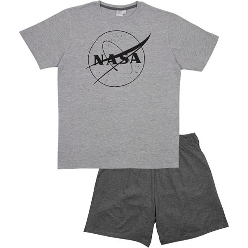NASA Herren SCHLAFANZUG Shorty-Pyjama-SET - Grau L