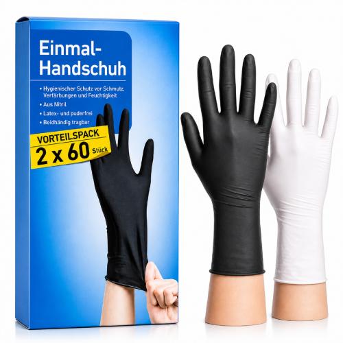 HOME IDEAS 2er Pack ( 60+60 St. ) NITRIL Handschuhe - Latex & Puderfrei DIVERSE Größen & Farben