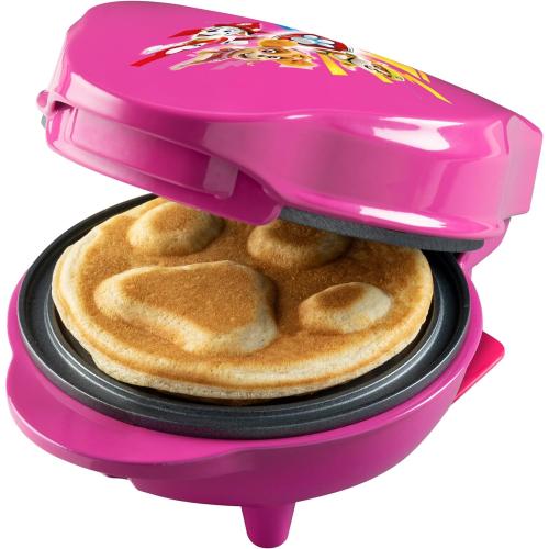BESTRON Mini-Waffeleisen im einzigartigen Paw Patrol Design, inkl. Backampel, Waffelgröße: Ø 10cm, Farbe: ROSA
