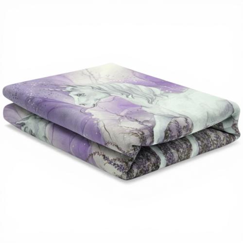 Preview: Home Ideas Wohndecke mit Tiermotiv Größe ca. 150 x 200 cm Lila - EINHORN