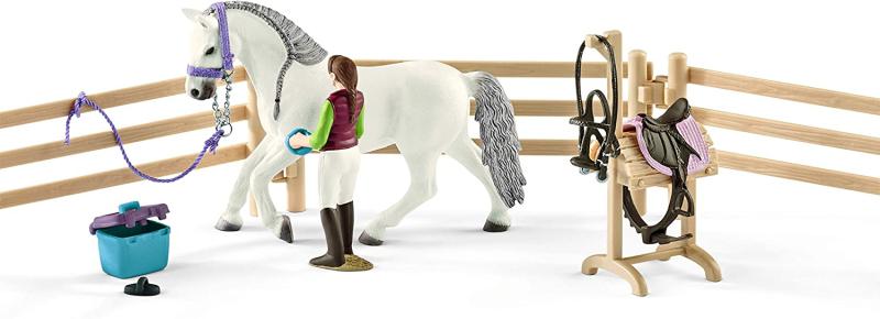 Schleich 42389  - Tierfiguren, Reitschule mit Reiterinnen und Pferden