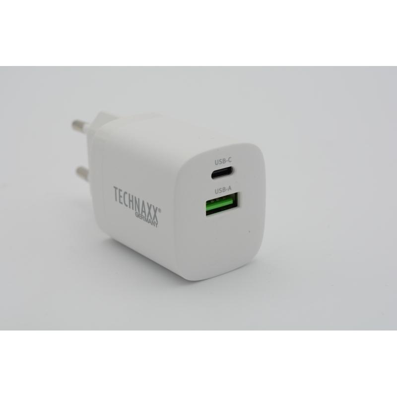 Technaxx 30W Dual Port Schnellladegerät TX-198  - 1xUSB-C, 1xUSB-A