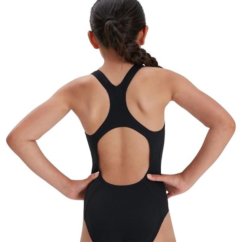 Speedo Mädchen ECO Endurance+ Medalist Badeanzug | Chlorbeständig | Recyclingmaterial | Bequeme Passform | Schwimmunterricht | Badeurlaub Black 9-10