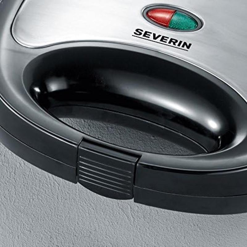 SEVERIN Sandwichmaker-Toaster für 2 Sandwiches, Dreieckige Sandwichtoasts, 600 W, Edelstahl-gebürstet-schwarz, SA 2969