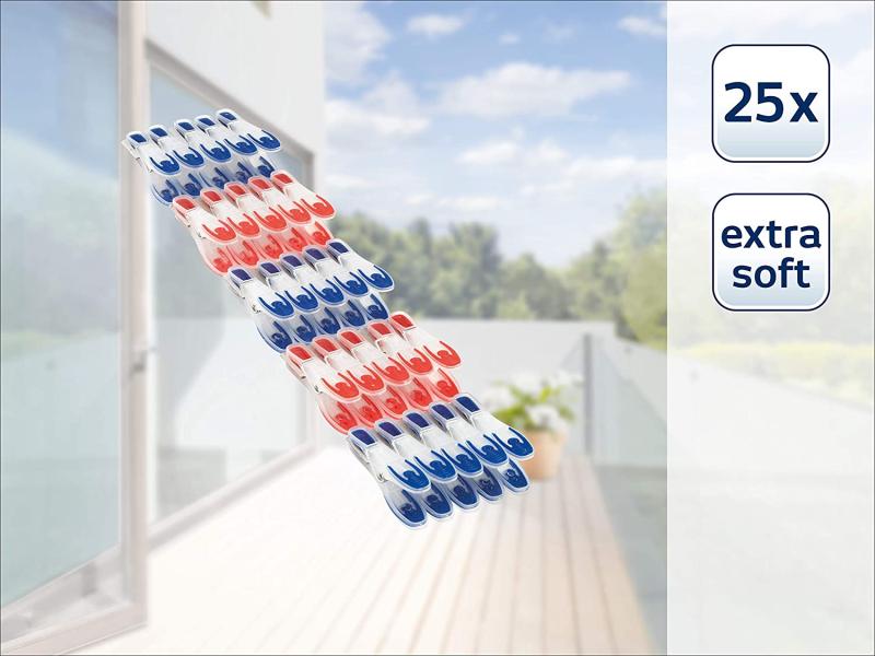 Leifheit Wäscheklammer 25er Set mit extra weicher Komponente