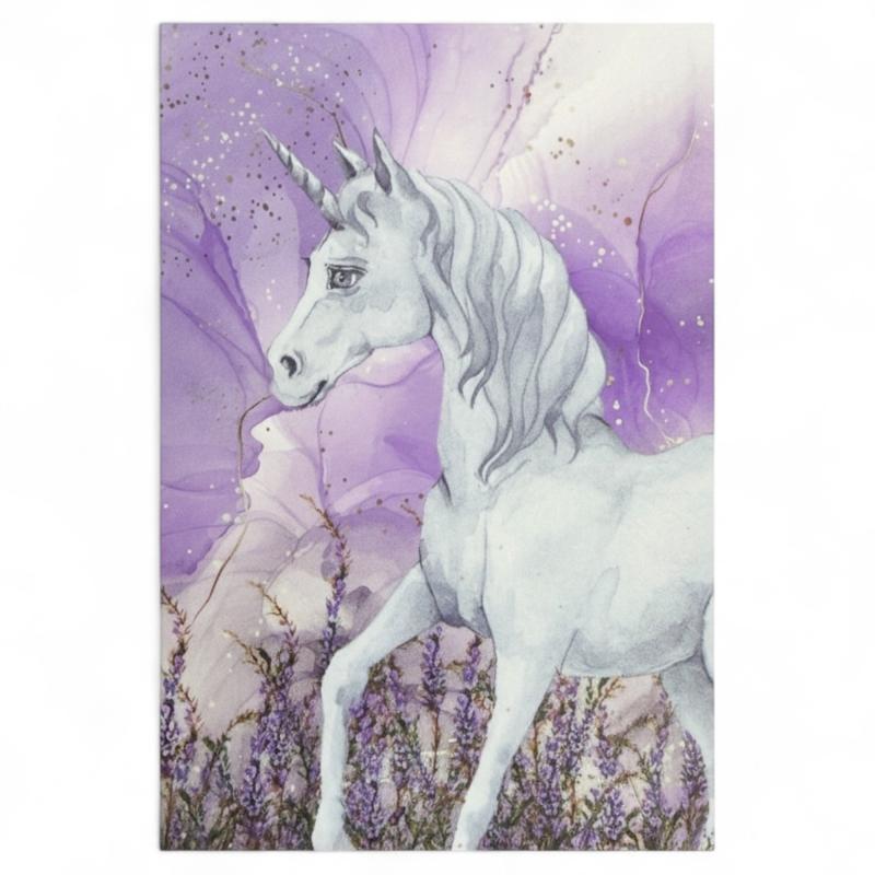 Home Ideas Wohndecke mit Tiermotiv Größe ca. 150 x 200 cm Lila - EINHORN