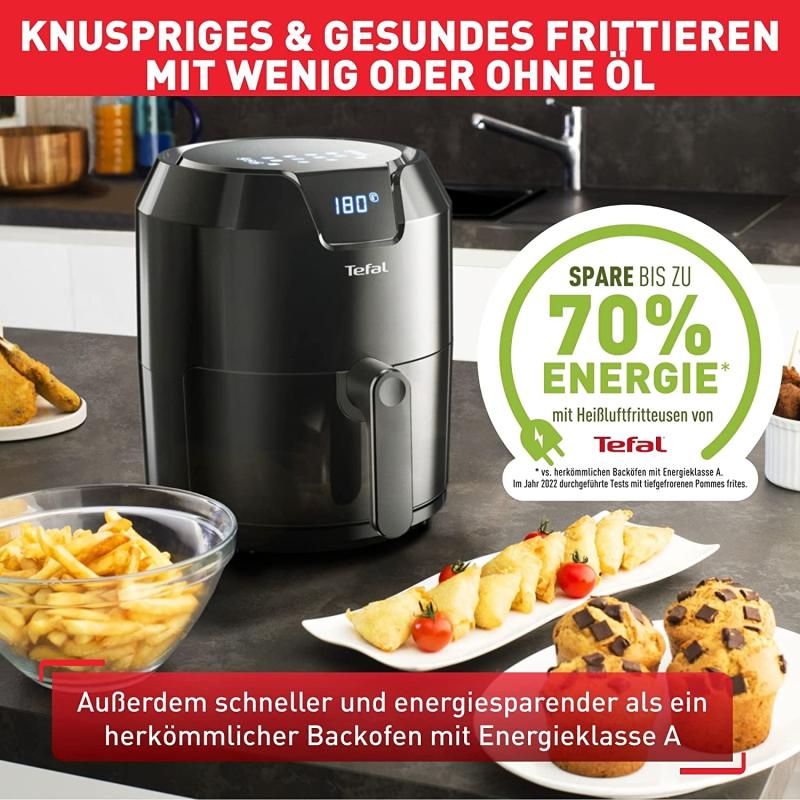 Tefal EY4018 Easy Fry Precision XL Heißluftfritteuse - 1500 Watt, 4,2 Liter, digitales Display, Schwarz 