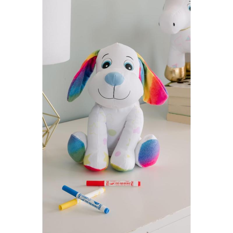 CRAYOLA - Colour Me Plush, bemalbares Plüschtier mit 3 Filzstiften, Welpen