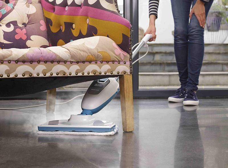Black+Decker FSM13E1 Dampfbesen Steam Mop, Basic  Weiss