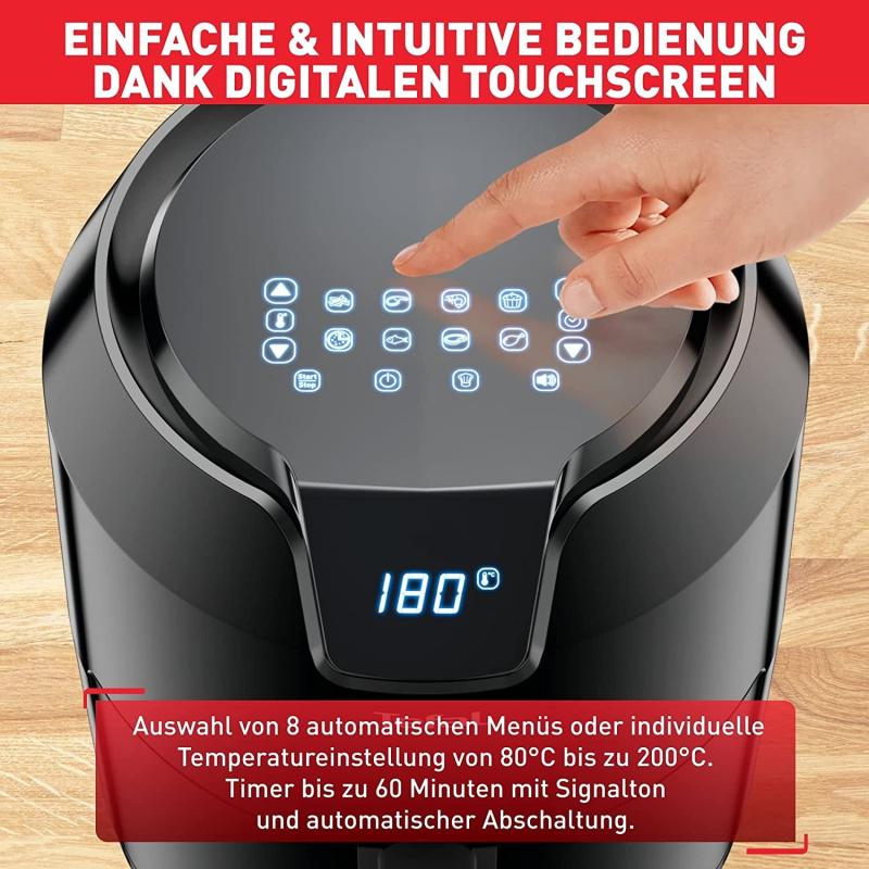 Tefal EY4018 Easy Fry Precision XL Heißluftfritteuse - 1500 Watt, 4,2 Liter, digitales Display, Schwarz 