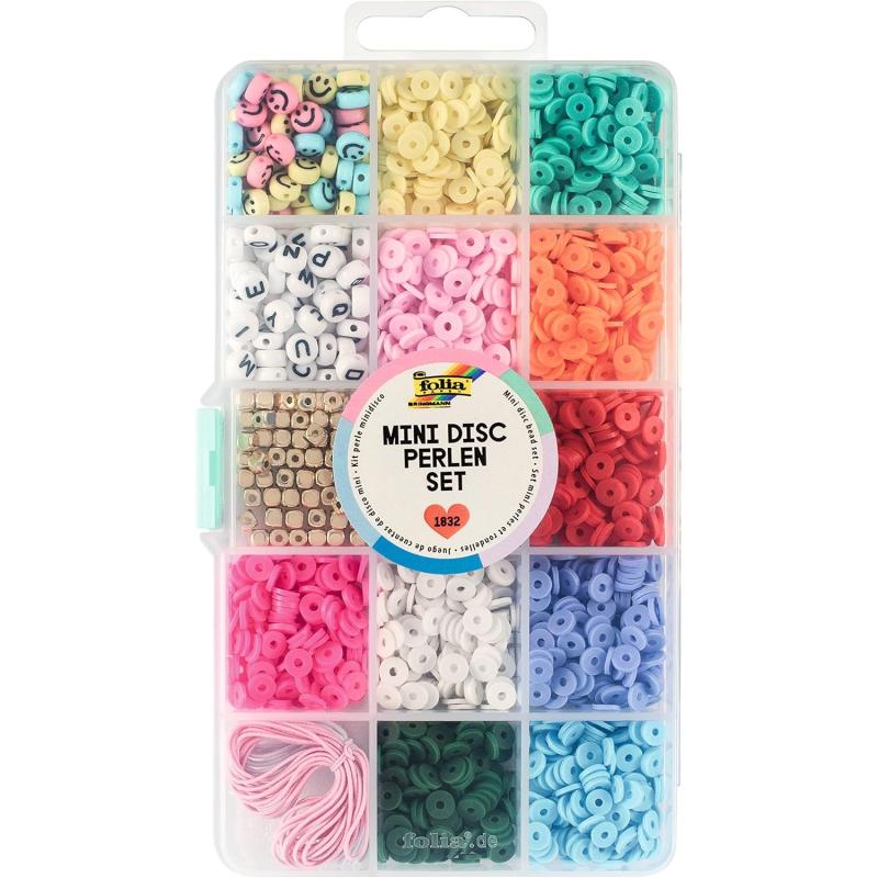 folia 32019 - Mini Disc Perlen Set mit Aufbewahrungsbox, 1.832 Teile