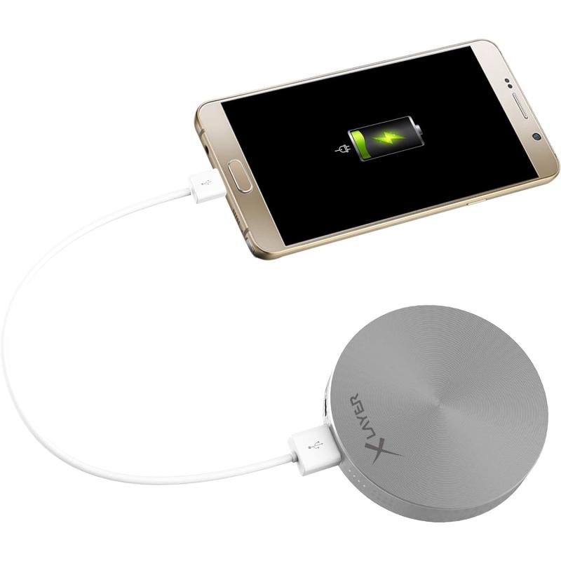 XLayer Powerbank PLUS Fashion 6.000mAh, Externer Akku für Smartphone und Tablet - Farbe GRAU