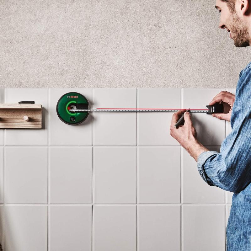 Bosch 2-in-1 Linienlaser Atino mit integriertem Maßband (horizontales oder vertikales Ausrichten dank einfacher Befestigung auf rauen und glatten Oberflächen)