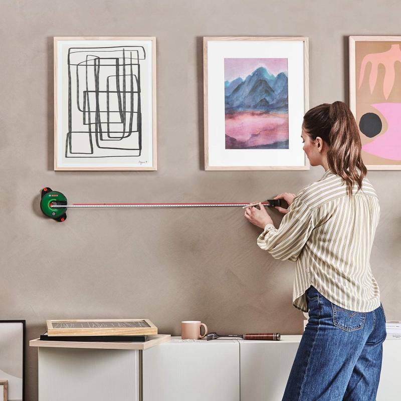 Bosch 2-in-1 Linienlaser Atino mit integriertem Maßband (horizontales oder vertikales Ausrichten dank einfacher Befestigung auf rauen und glatten Oberflächen)