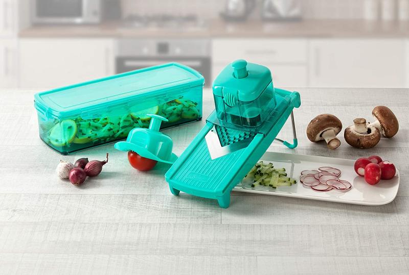 Genius Speed Slicer Medium | 6 Teile | Obst-& Gemüseschneider | Edelstahl, Türkis 
