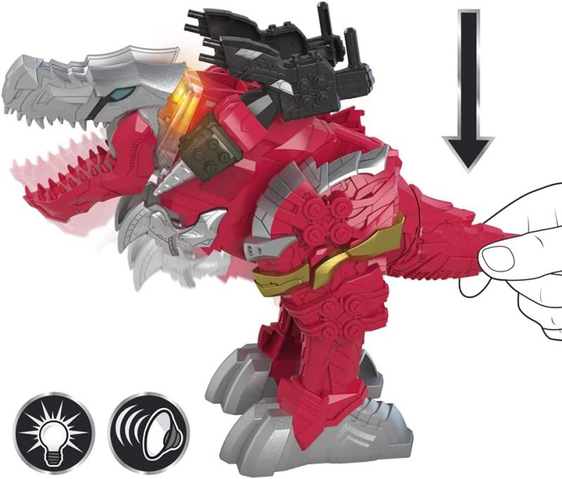 Power Rangers Battle Attackers Dino Fury T-Rex Champion Zord elektronische Action-Figur für Kids ab 4 Jahren mit Lichtern und Geräuschen