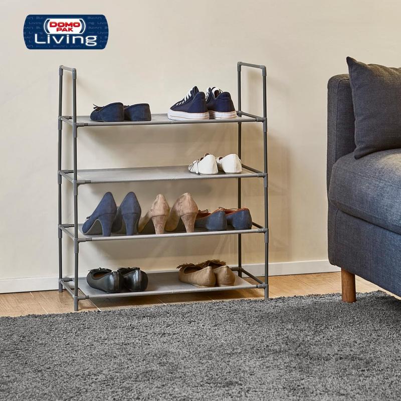 Domopak Living SCHUHREGAL mit 4 Böden 58,5 x 28,5 x 70 cm Metall+TNT, Grau