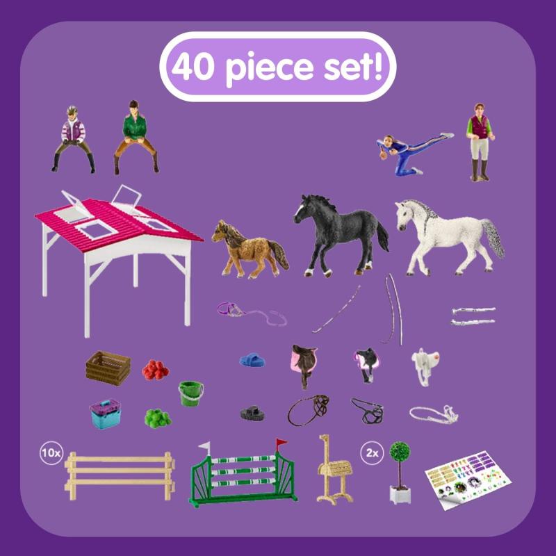 Schleich 42389 Reitschule mit Reiterinnen und Pferden, ab 5 Jahren, HORSE CLUB - Spielset, 40 Teile