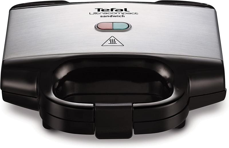 Tefal Ultracompact Sandwichmaker SM1552 | für dreieckige Sandwichtoasts | 700W | Sandwich-Grill | 26.5 x 12 x 26 cm, Edelstahl/Schwarz 