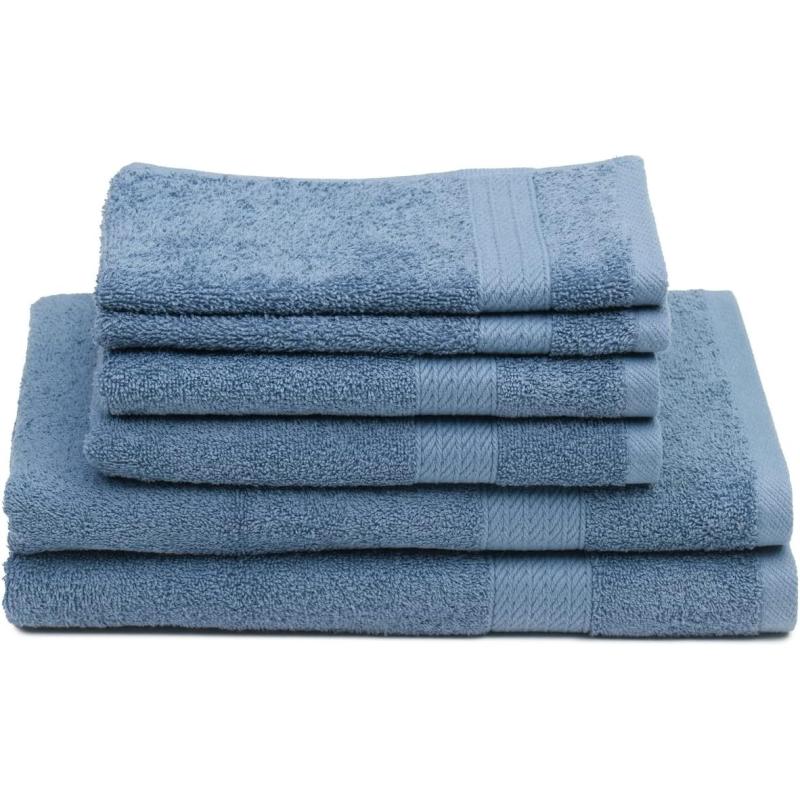 Gözze - Frottier-Set, 2 Handtücher (50 x 100 cm), 2 Duschtücher (70 x 140 cm) und 2 Gästetücher (30 x 50 cm), 100% Baumwolle, 480 g/m² - BLAU