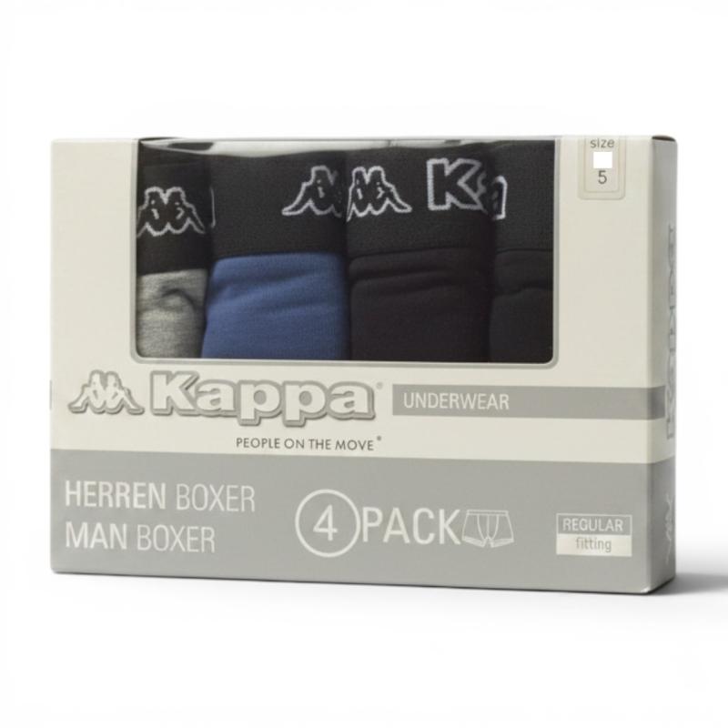 KAPPA 4er Pack Herren Boxershort (15-4101) Black-Navy-Grey / Diverse Größen